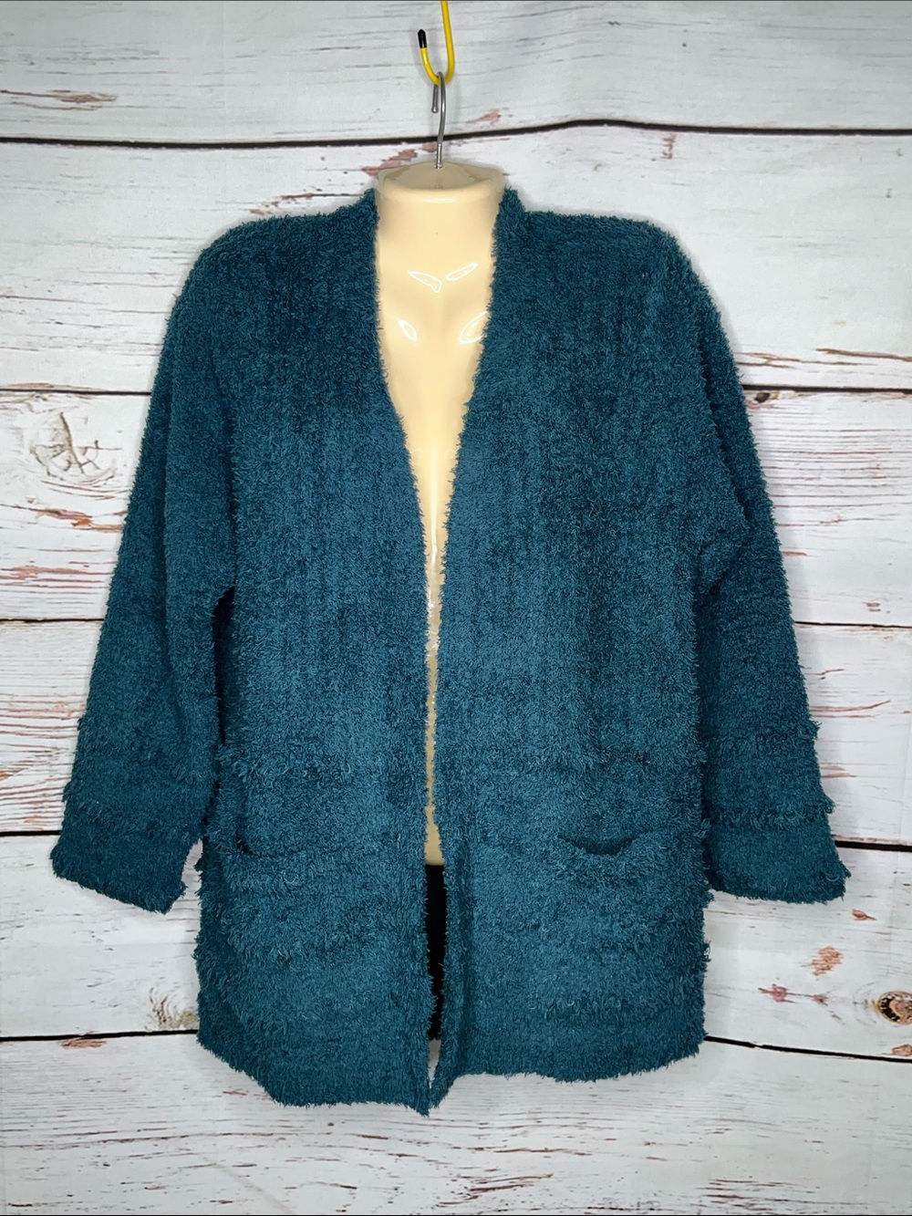 Barefoot Dreams NWT L Dark Teal Open Front CozyChic Boardwalk Sweater Cardigan